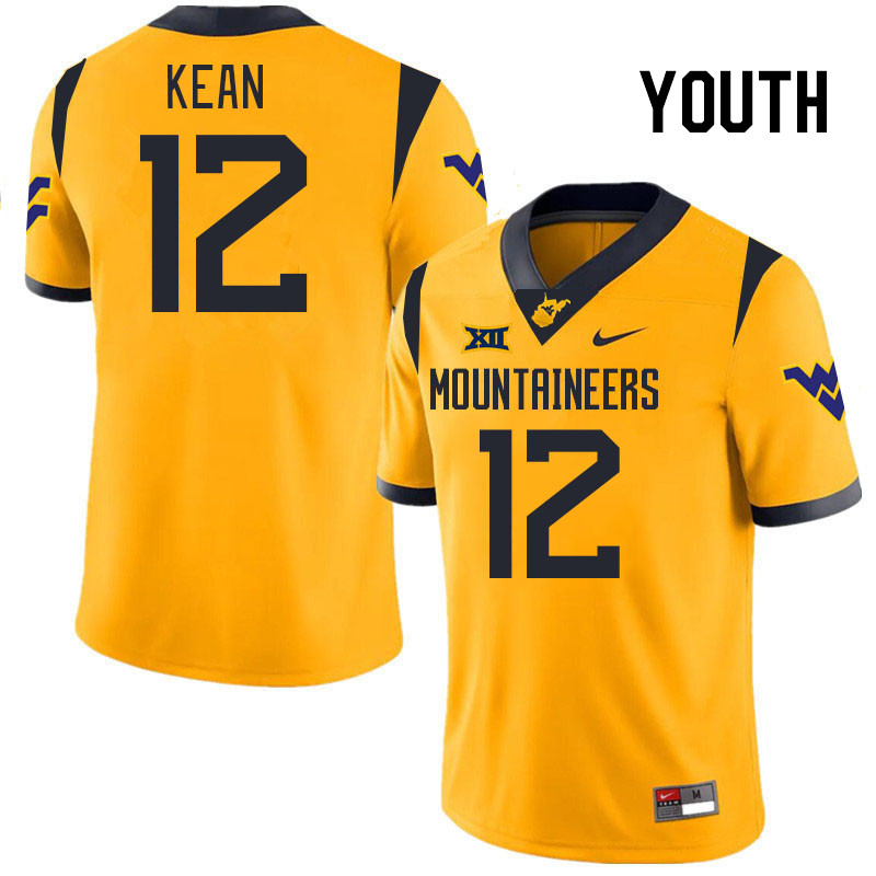 Youth #12 Scott Kean West Virginia Mountaineers College 2024 New Uniforms Football Jerseys Stitched